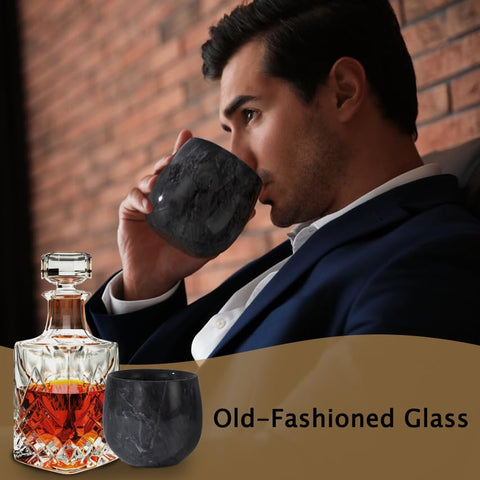 NHKRTE marble whiskey glass freezer-ready for natural chilling