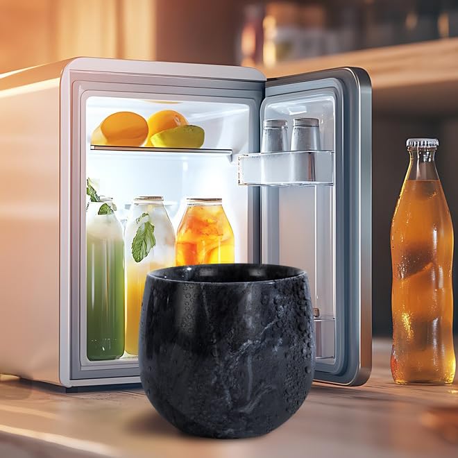 NHKRTE marble whiskey glass with stainless steel stones cools without dilution