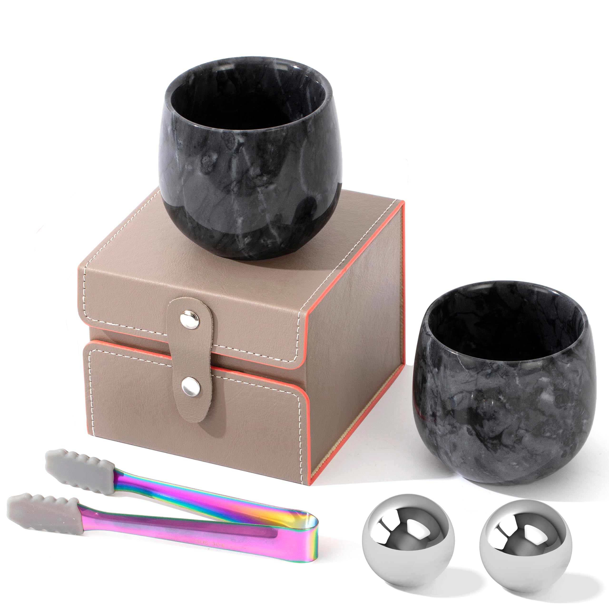 NHKRTE marble whiskey glasses set of 2 with natural texture for a refined whiskey experience