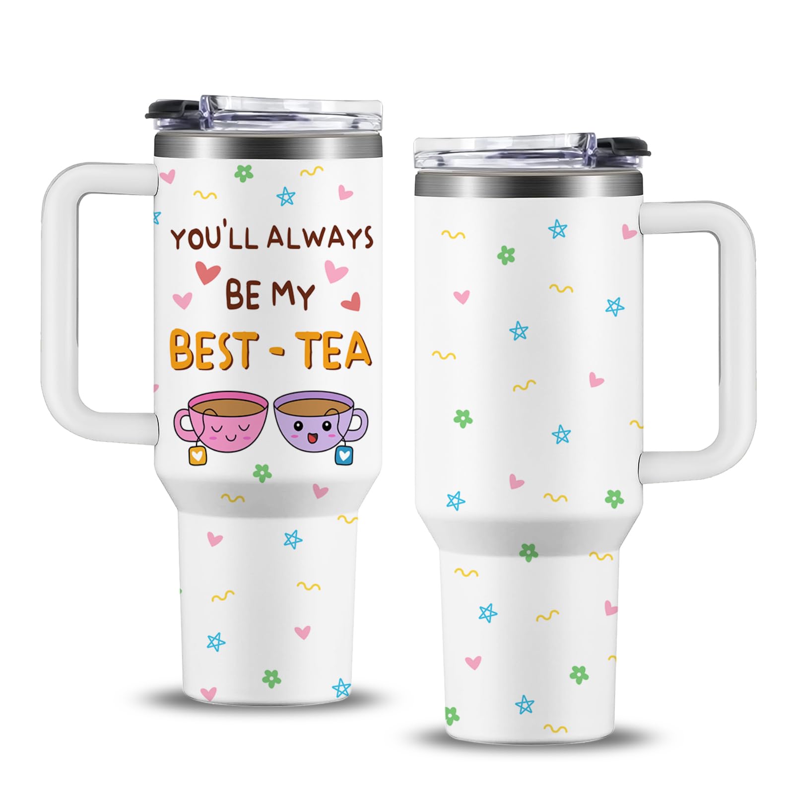 NIAXAUYT best-tea design text on tumbler conveys friendship sentiment on gift.