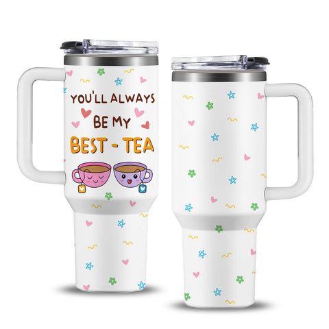 NIAXAUYT best-tea design text on tumbler conveys friendship sentiment on gift.