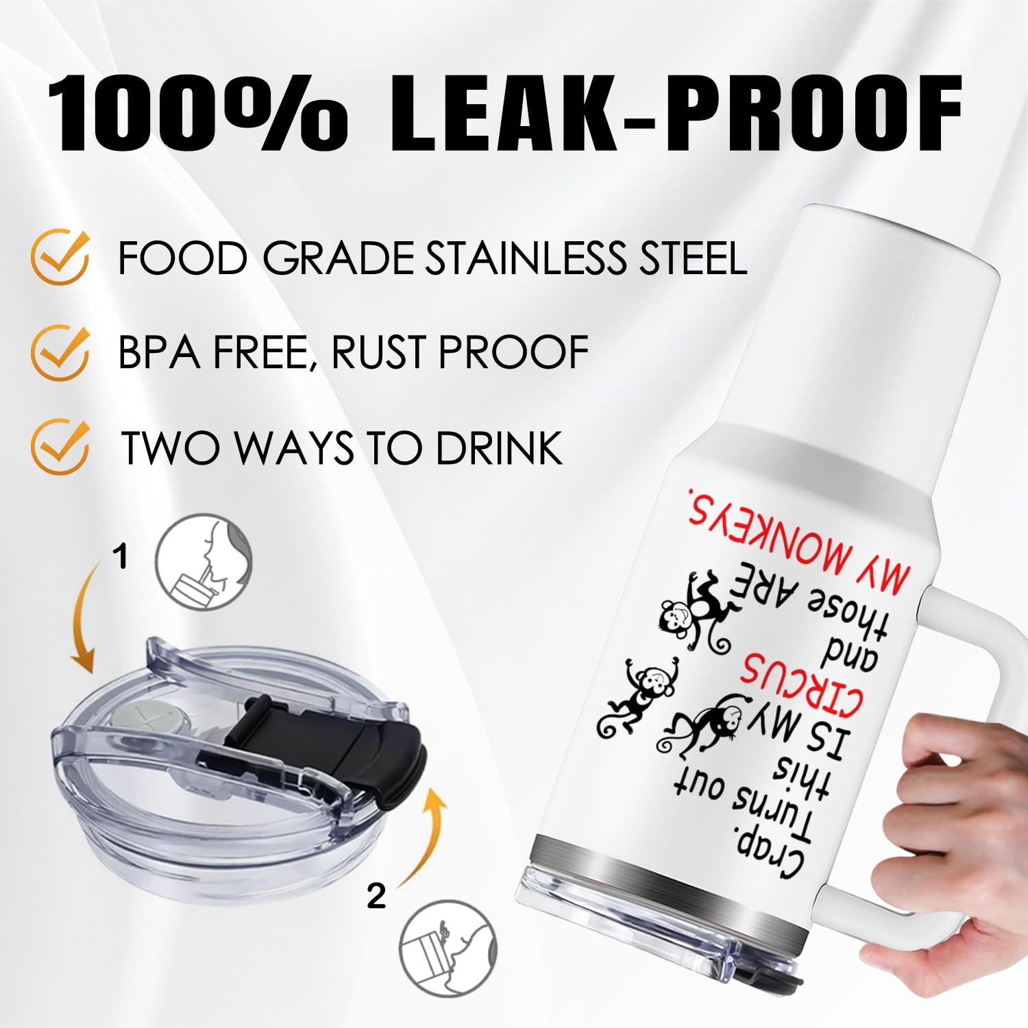 NIAXAUYT Circus Tumbler double-wall insulation maintains temperature.