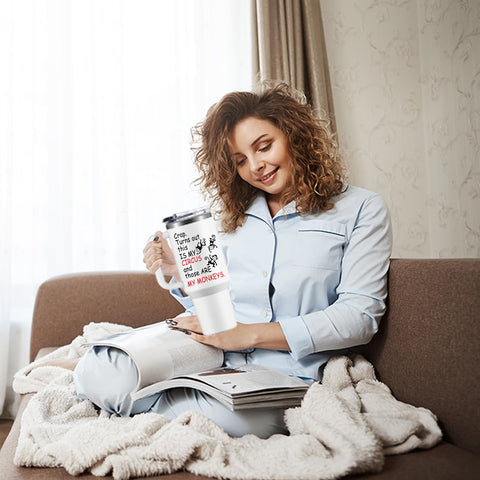 NIAXAUYT Circus Tumbler lid view shows leak-proof design for on-the-go.