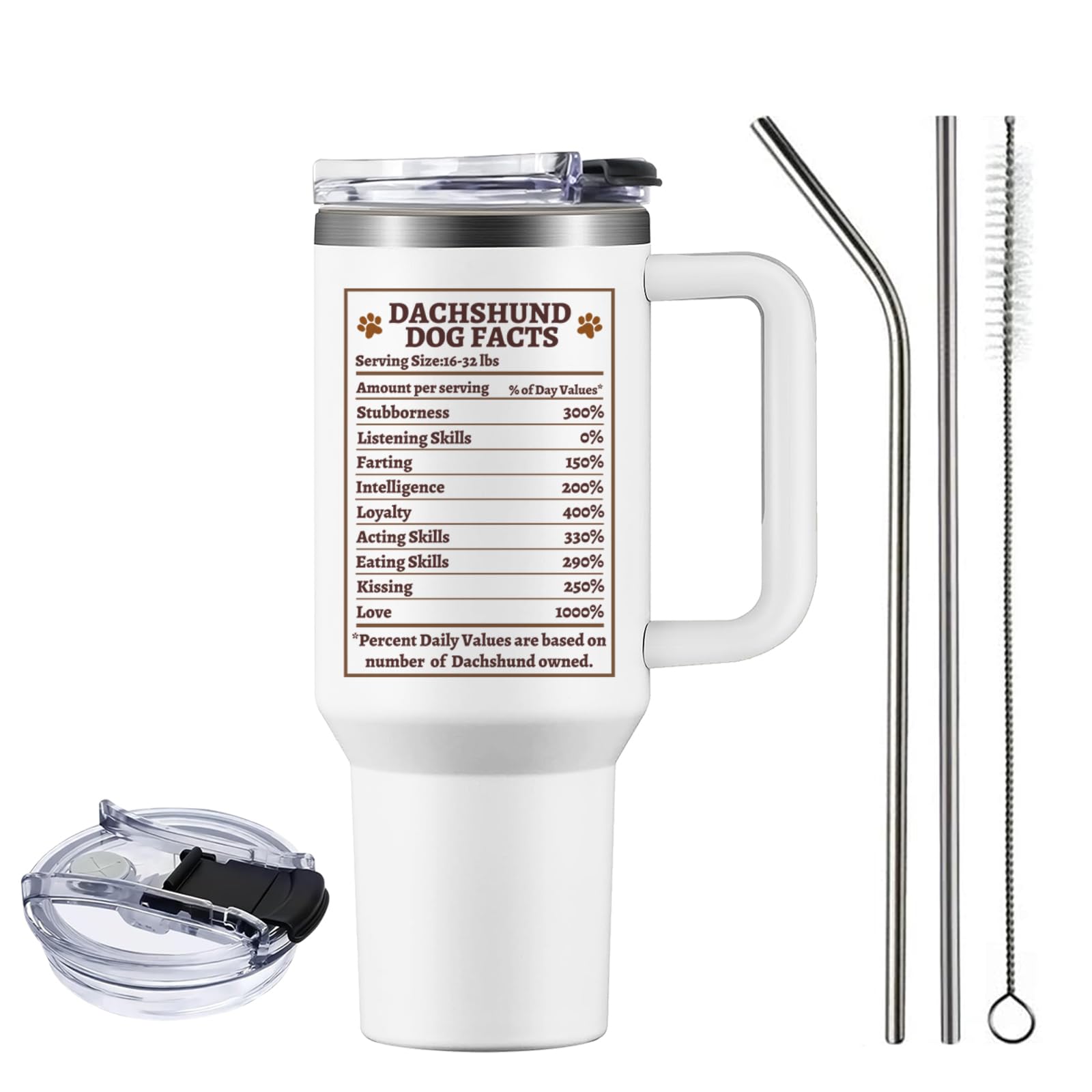 NIAXAUYT dachshund mug with lid and straw, keeps drinks secure while commuting.