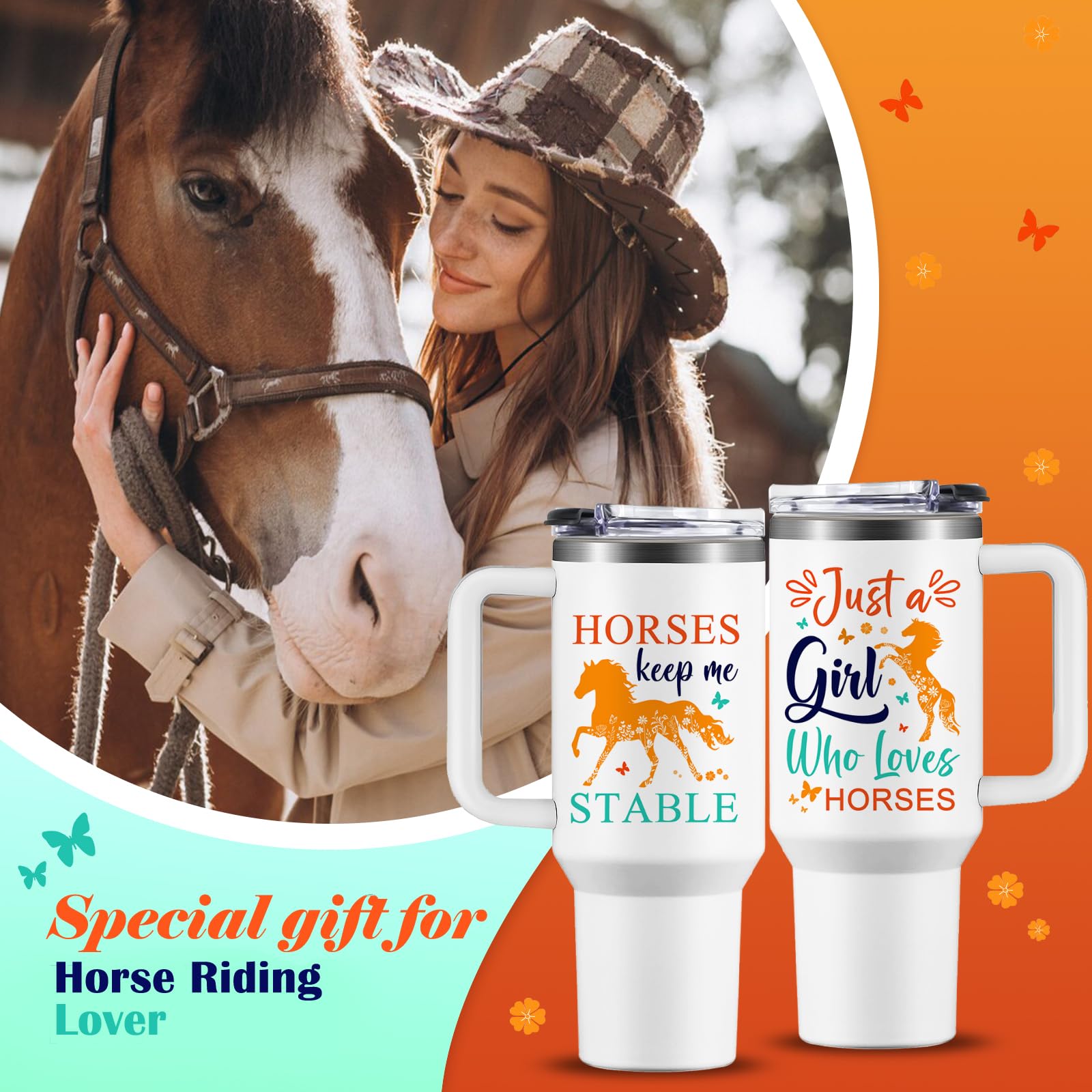 NIAXAUYT horse gifts for women 40oz tumbler showcased as a thoughtful horse lover gift.