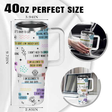 NIAXAUYT Gift-ready Mental Breakdown Cup 40oz tumbler ideal for friends and sisters.