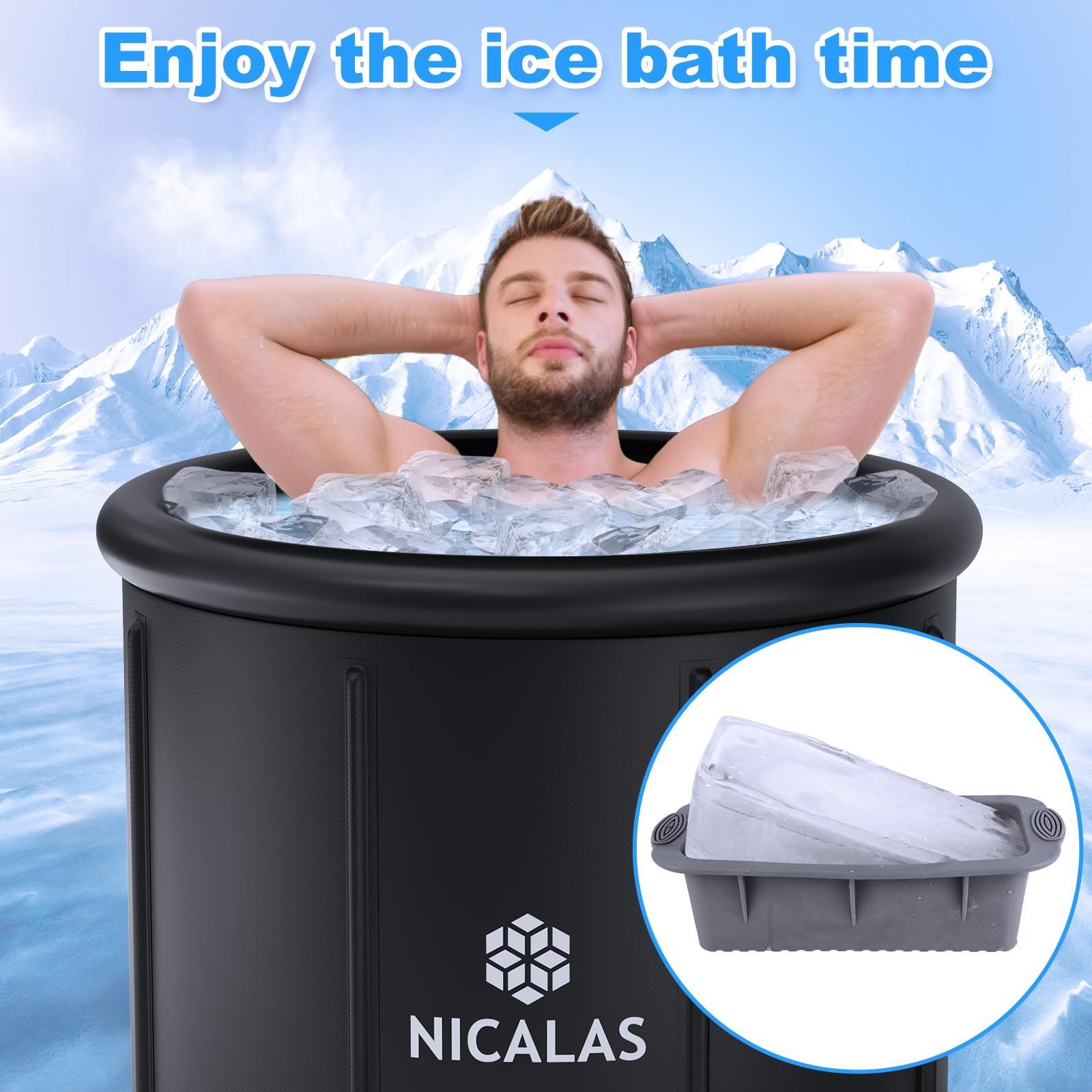 Nicalas food-grade silicone mold for durable, reusable ice cubes and versatile kitchen uses.