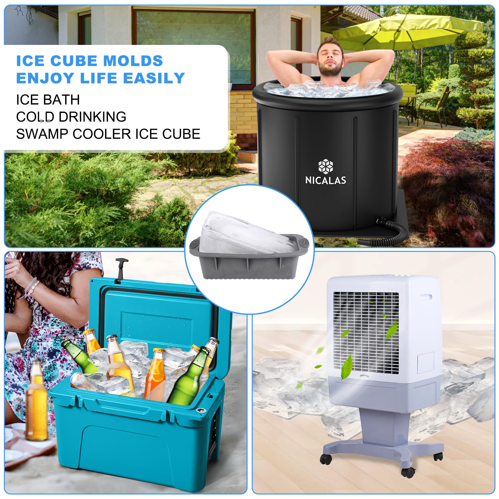 Nicalas grey ice mold kit blends with gym or home setups.