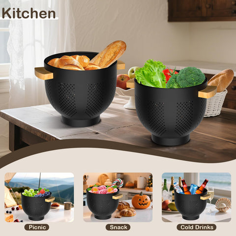Nicdiet colander features elevated base with non-slip grip for steady draining