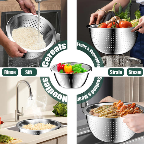 Nicdiet colander for quick drainage and easy rinsing