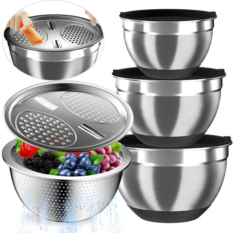Nicdiet mixing bowls with airtight lids for organized storage and fresh ingredients.