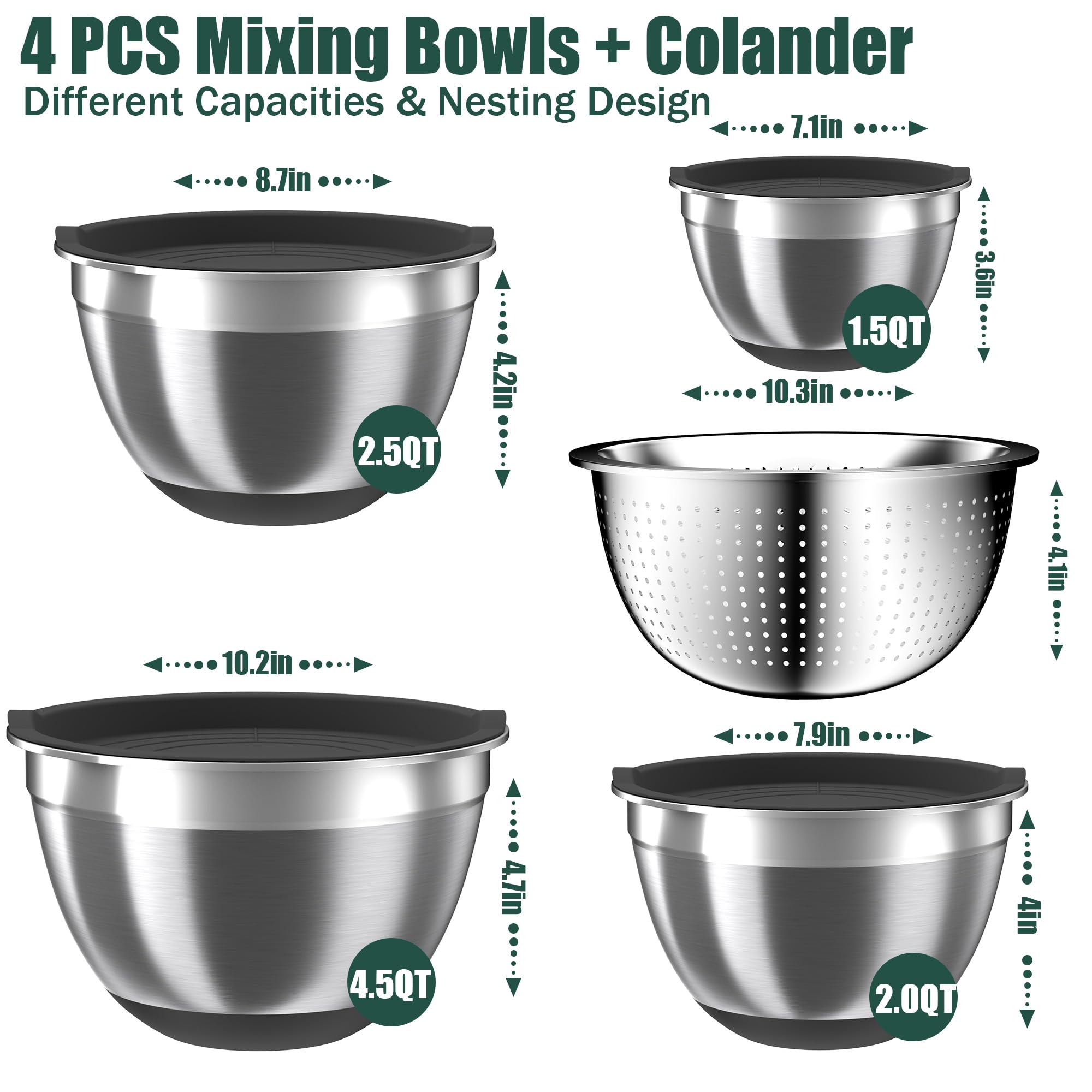 Nicdiet nesting bowls save space with a stackable, tidy design