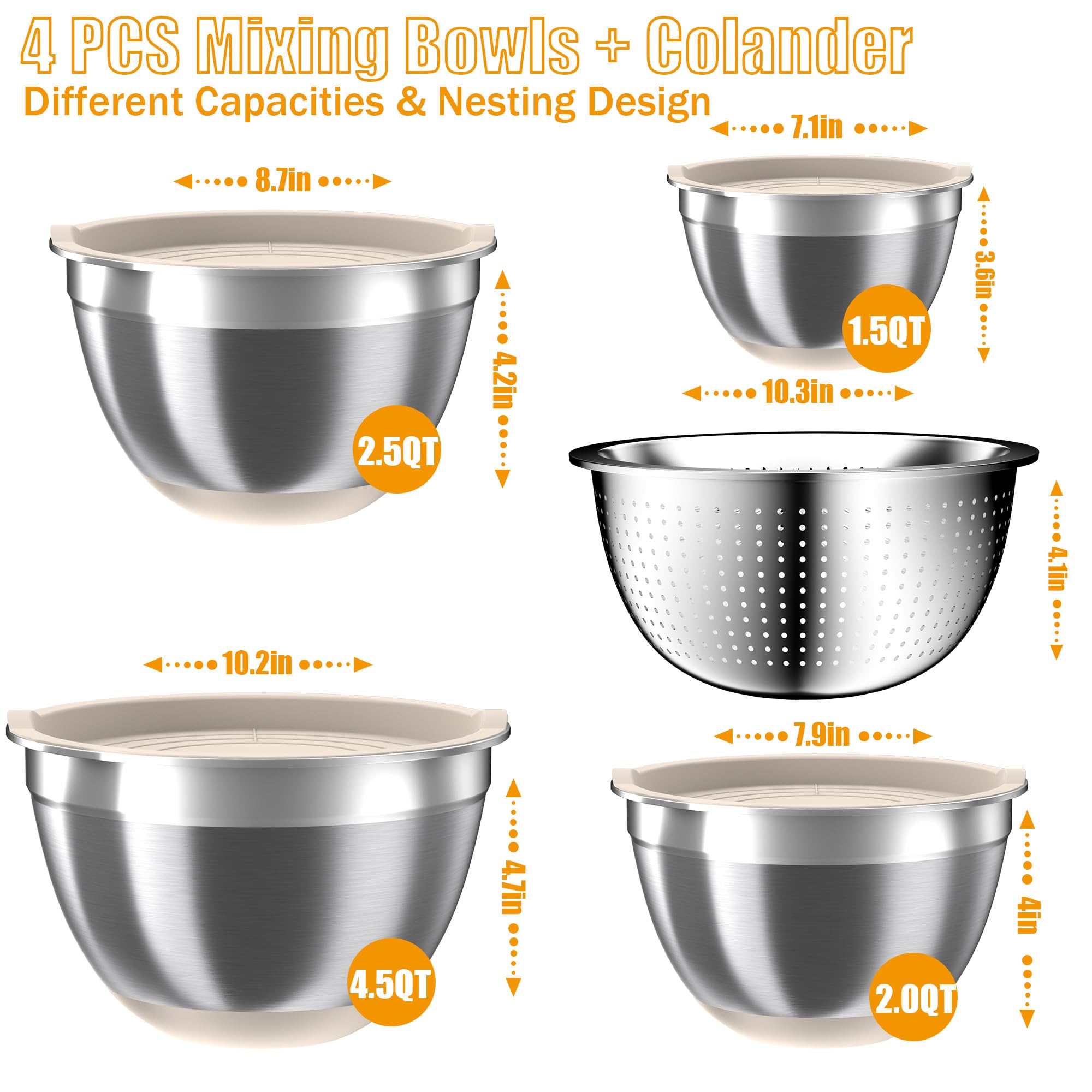 Nicdiet nesting bowls stack compactly to save counter space.