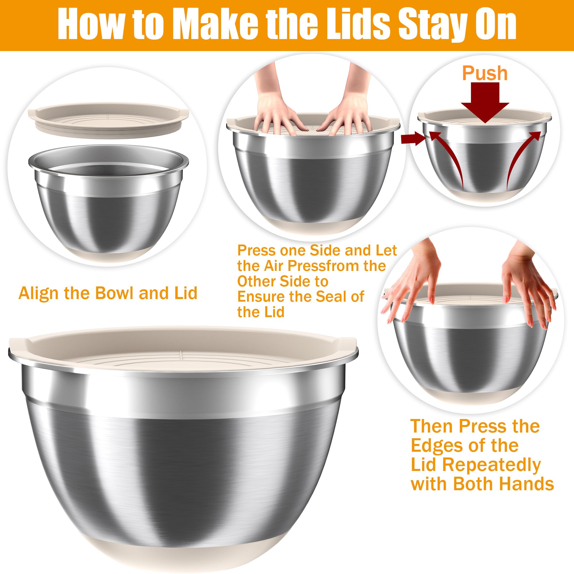 Nicdiet bowls sit on non-slip silicone bases for stable mixing.