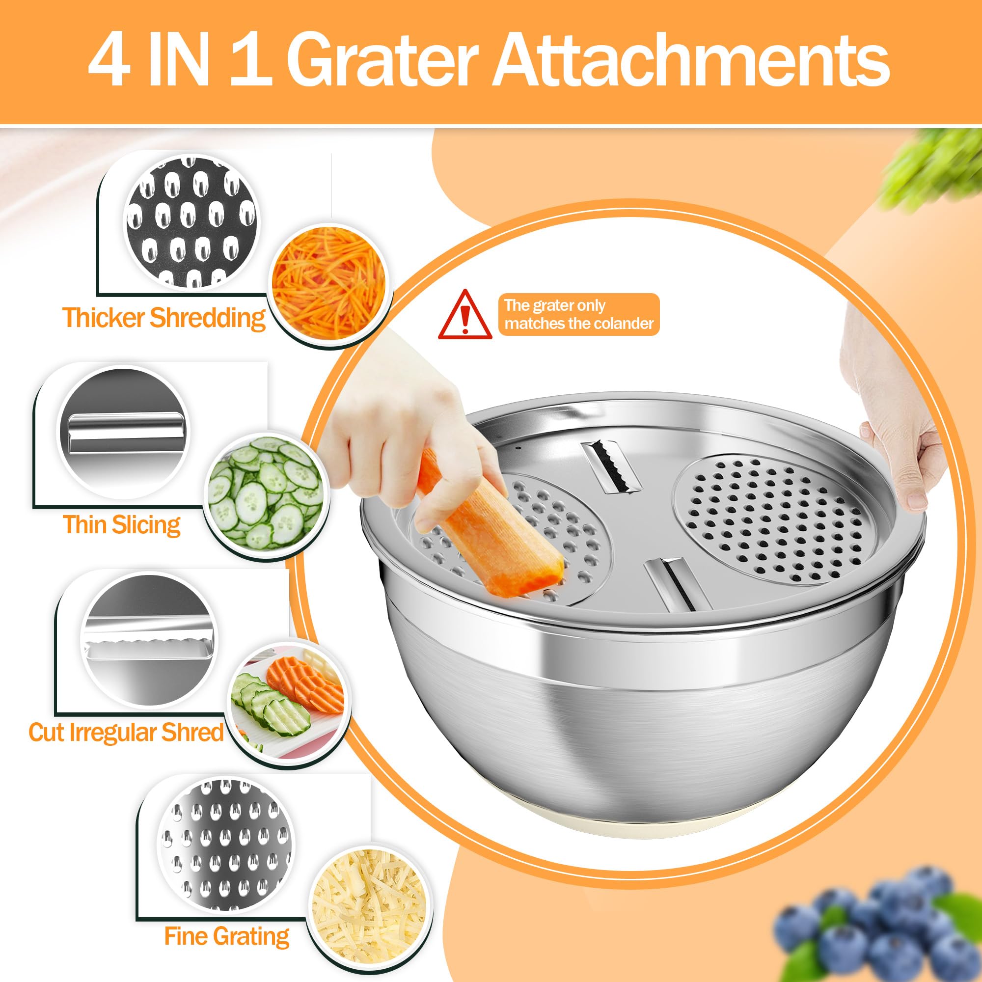Nicdiet bowls with non-slip silicone bottom stay steady during mixing.