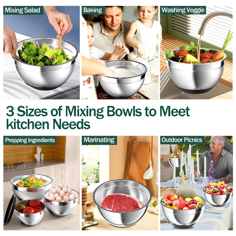 Nicdiet non-slip silicone bottom keeps bowls steady on countertops.