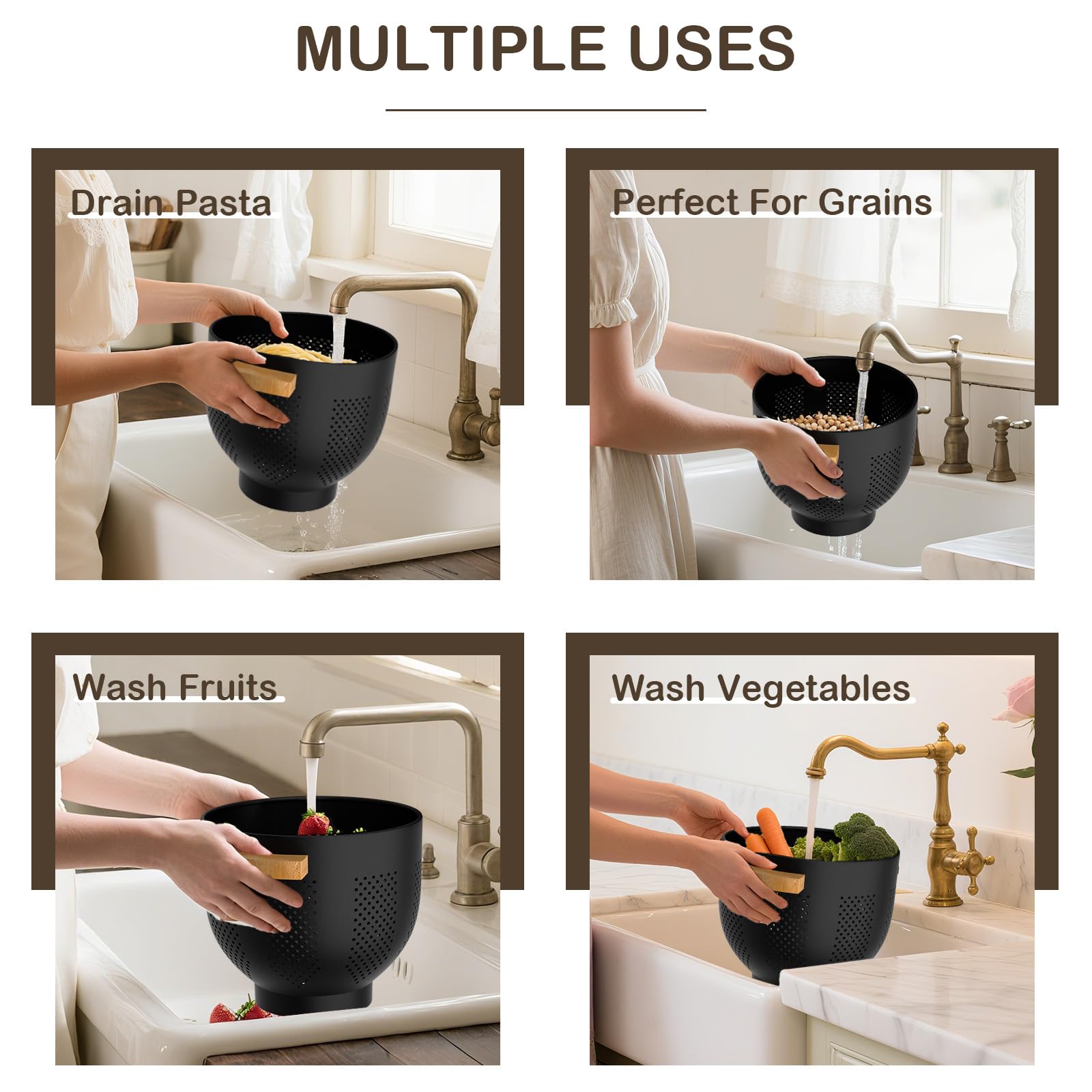 Nicdiet pasta strainer with large capacity for easy draining of pasta