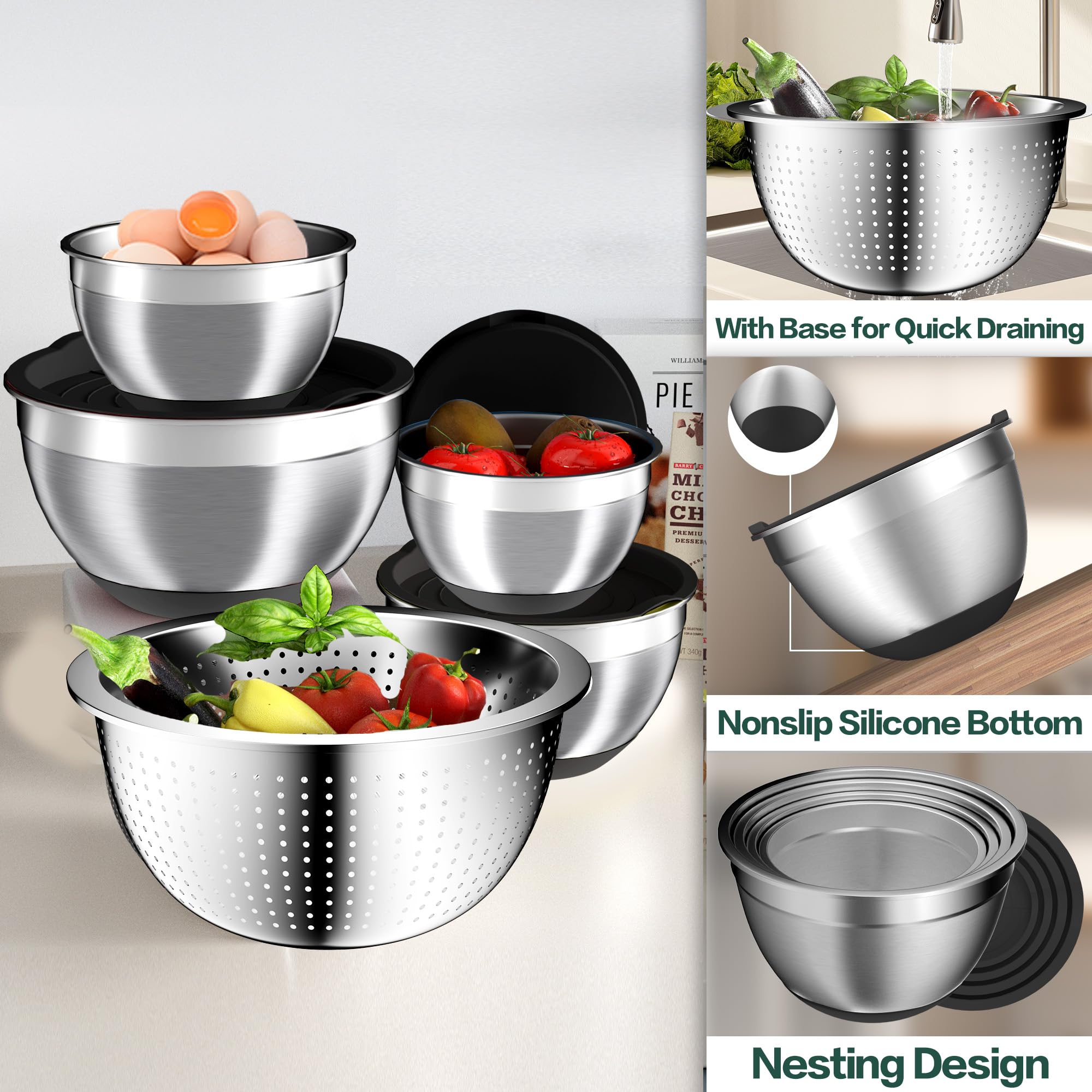Nicdiet 4.5qt bowls with QT labels simplify measuring