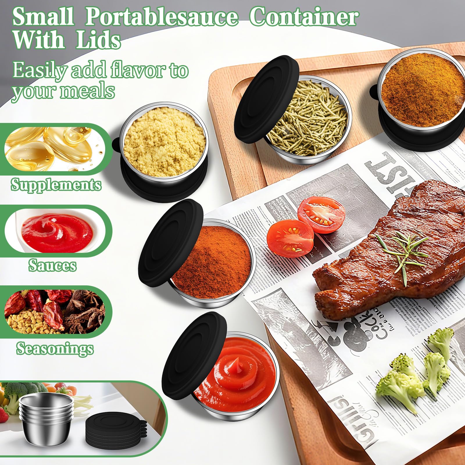 Nicdiet stainless steel dressing containers are durable and travel-ready.