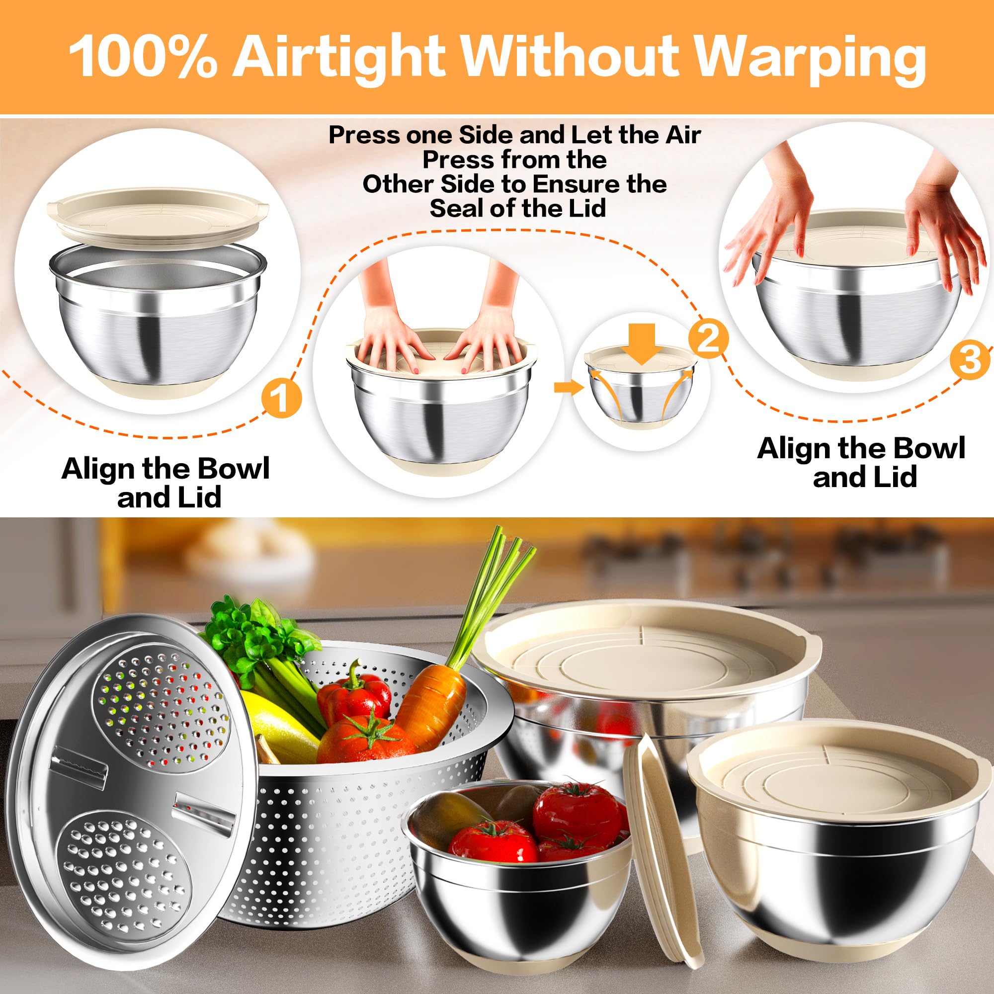 Nicdiet stainless steel nesting bowls save space with durable, rust-resistant design.