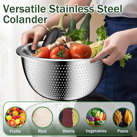 Nicdiet upgraded colander with microporous 2mm holes for fast drainage.