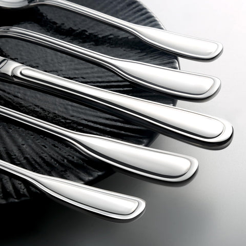 Nice Kitchen 40-piece silverware set with dinner forks featuring sturdy grip and elegant shine.