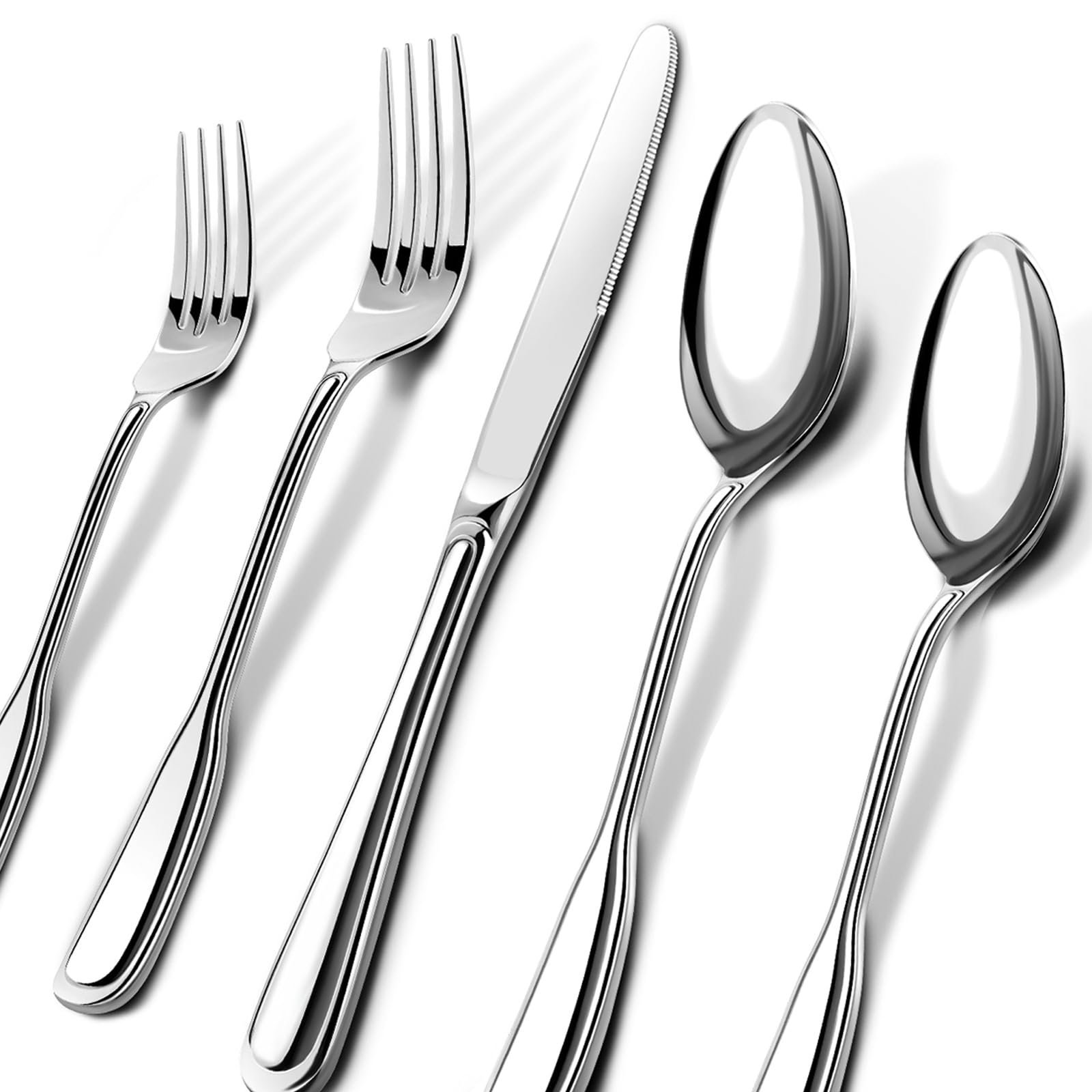 Nice Kitchen 40-piece silverware set with dinner knives for family meals.