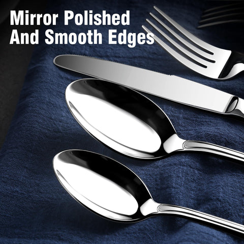 Nice Kitchen 40-piece silverware set dinner spoons for comfortable eating and daily durability.