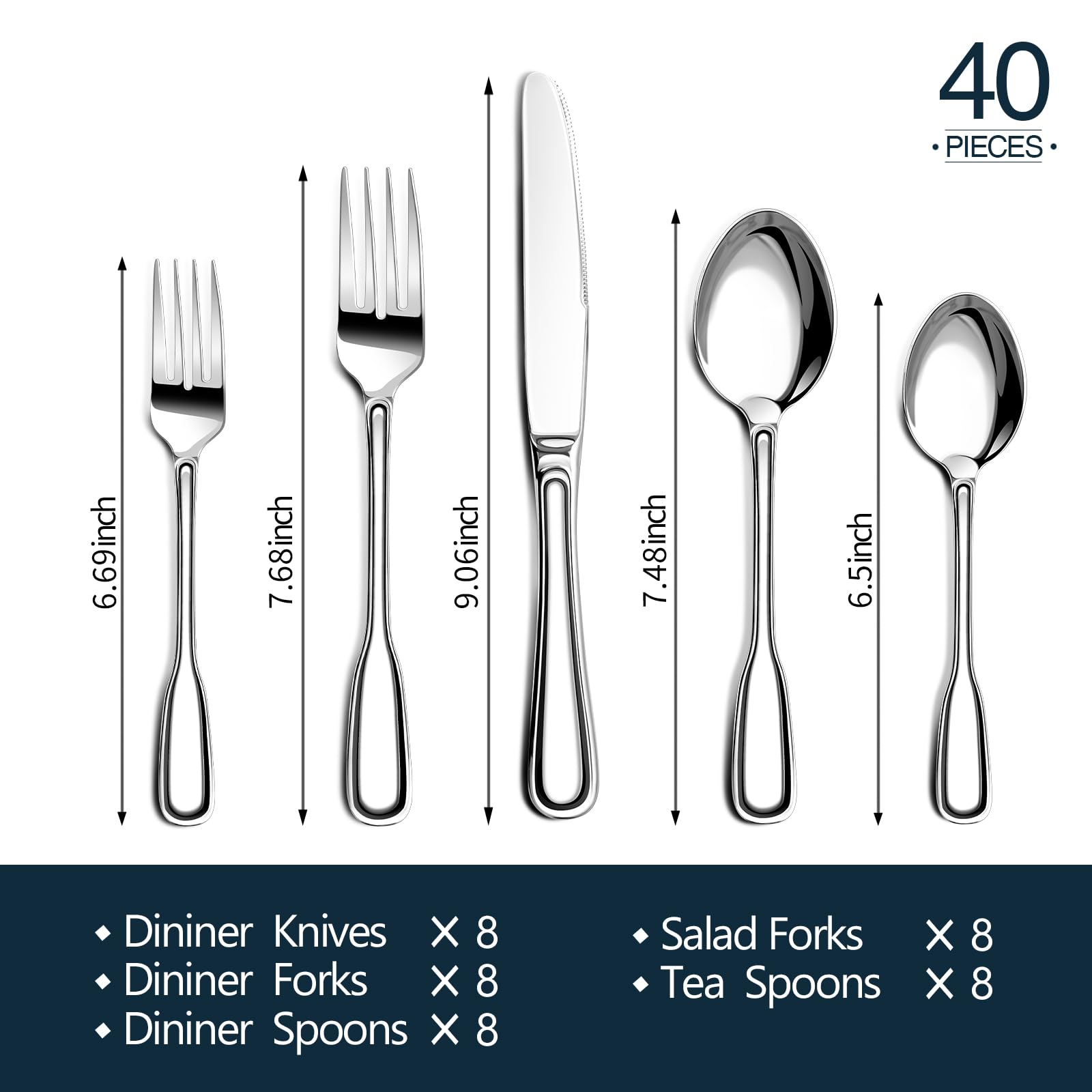 Nice Kitchen 40-piece silverware set salad forks for easy serving and stylish tables.