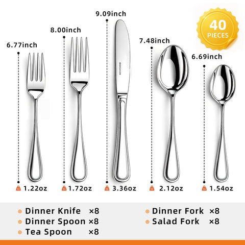 Nice Kitchen Luster Series dishwasher-safe flatware for easy cleaning.