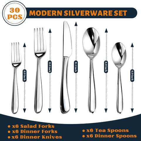 Nice Kitchen silverware set 6 fork detail, smooth edge for comfortable, safe bites.