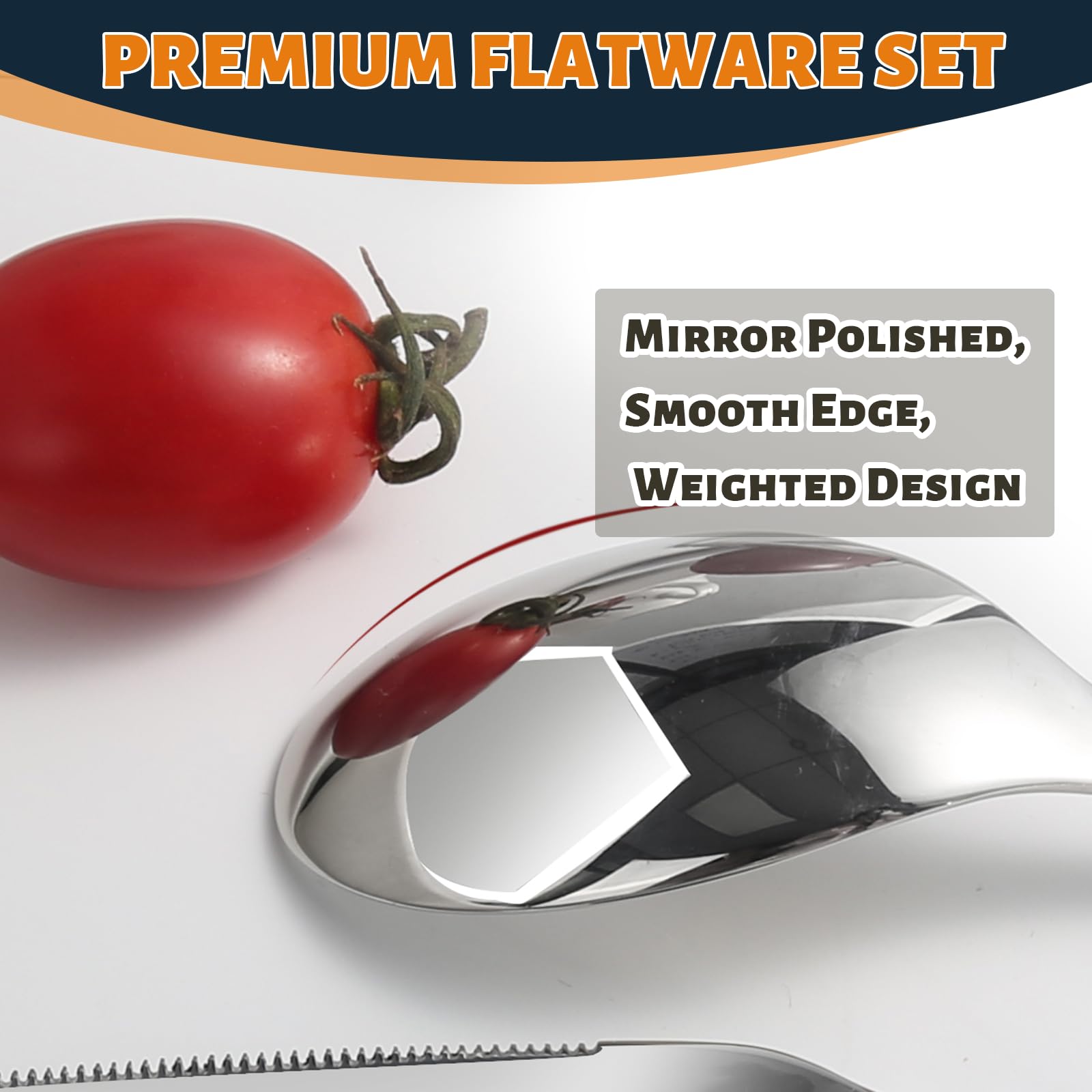 Nice Kitchen silverware set 6 knife detail, precision blades and mirror finish.