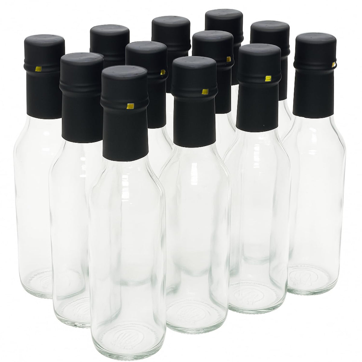 Nicebottles Clear Glass Woozy Bottle with pour spout for sauces and dressings.