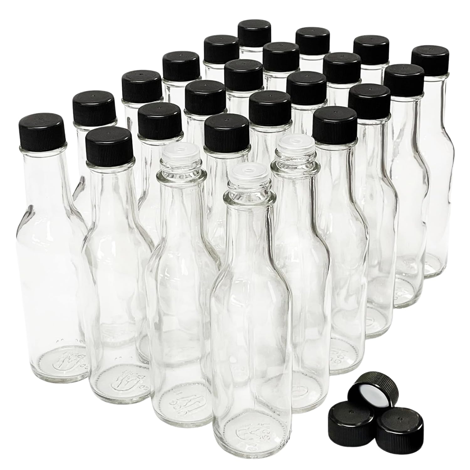 Nicebottles hot sauce bottle in clear glass highlights sauce color for retail displays.
