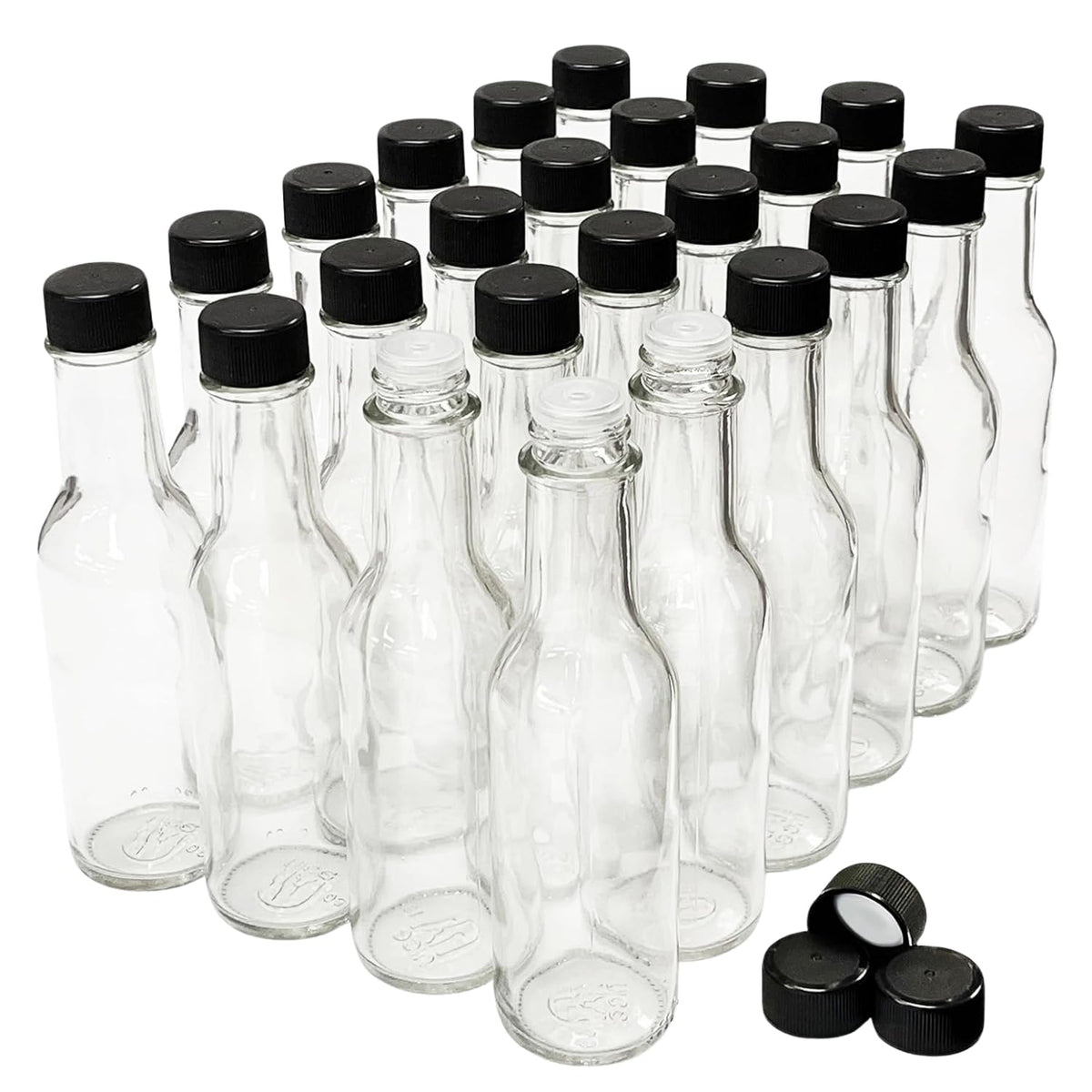 Nicebottles hot sauce bottle in clear glass highlights sauce color for retail displays.