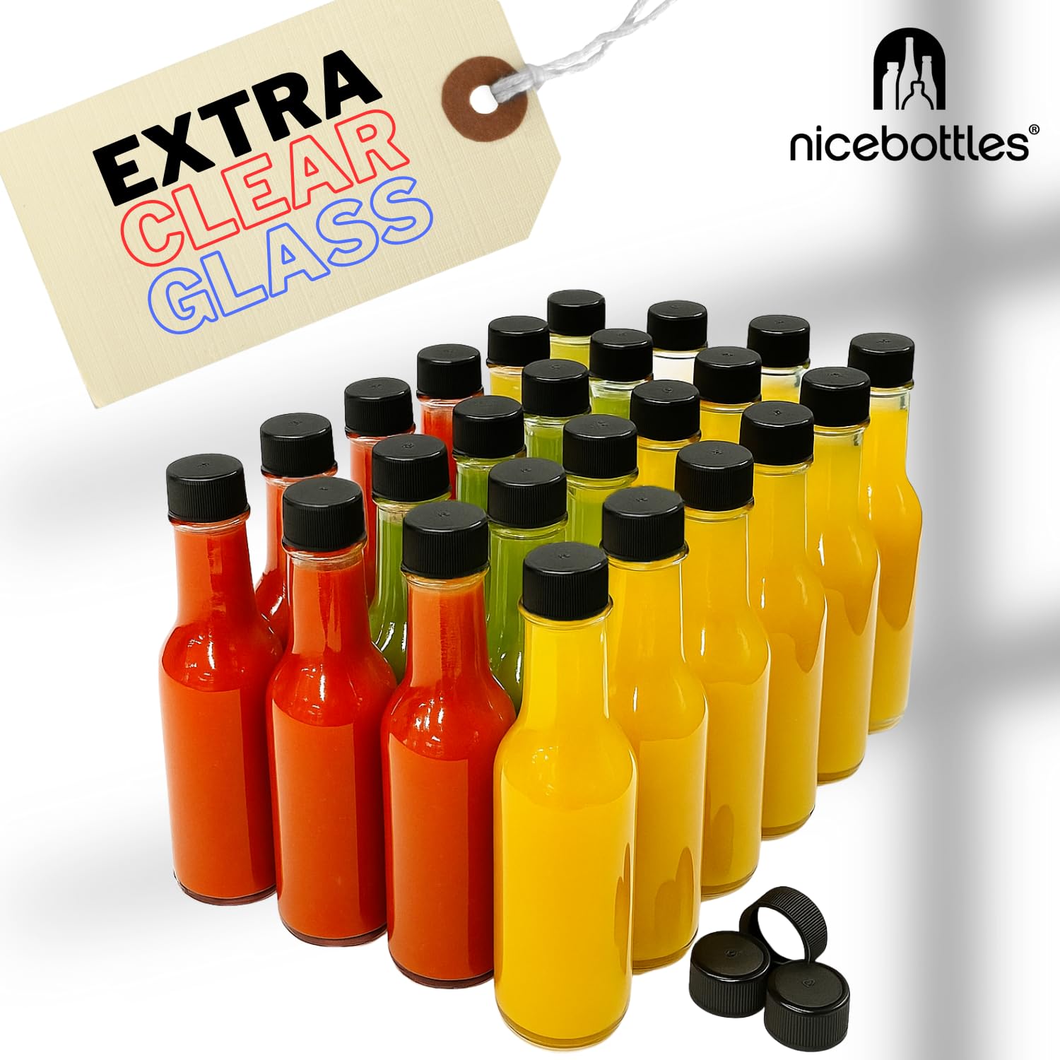 Nicebottles hot sauce bottle features a food-grade liner for safe storage.