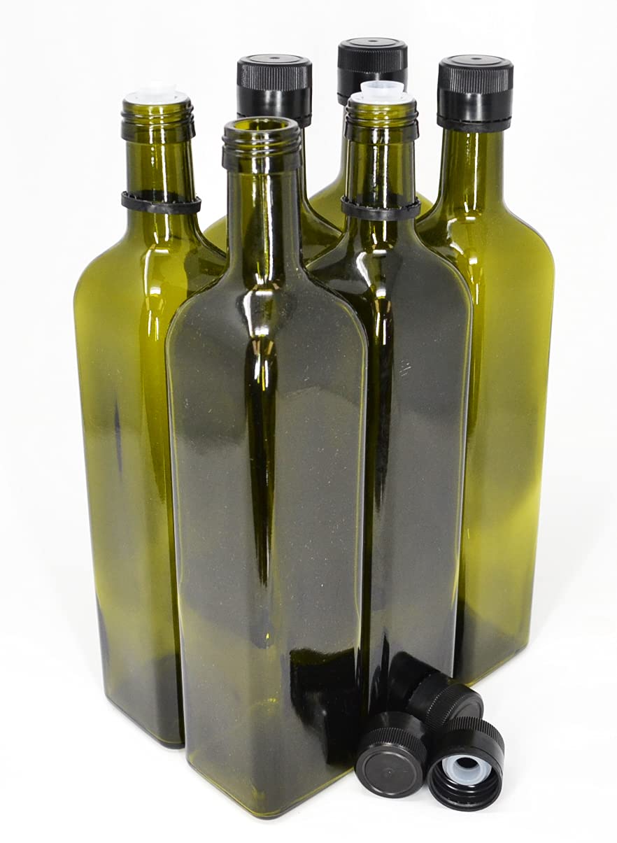Nicebottles olive oil bottle with cap and pourer for controlled pouring