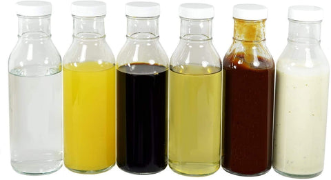 Nicebottles wide-mouth bottle, easy to fill and clean for sauces and dressings.