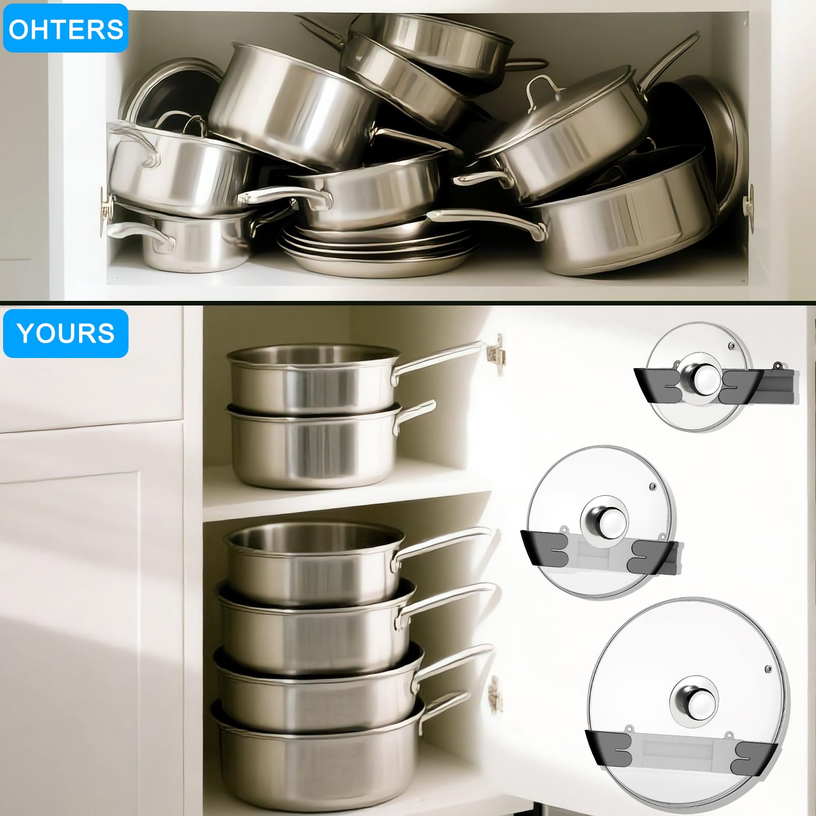 Nicejak 4-pack lid organizer for tidy lid storage across cupboards