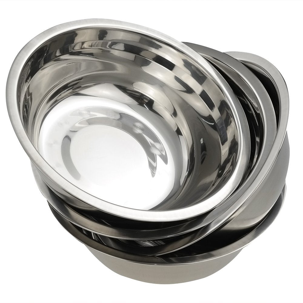 Nicesh Mixing Bowl Set with flat base stabilizes prep on any surface.
