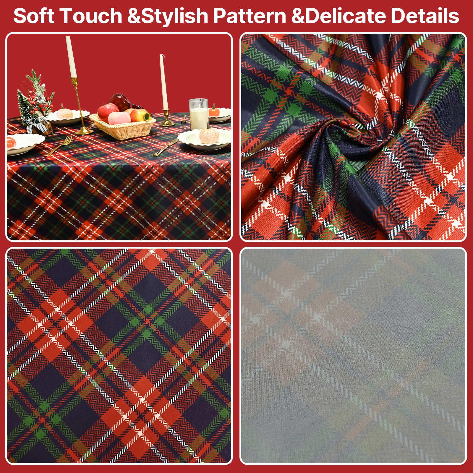 NiceTatertay holiday table setting displaying 60x84 inch coverage for large gatherings