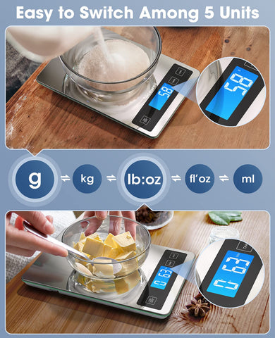 Nicewell food scale anti-fingerprint stainless steel surface keeps a tidy look during busy prep.