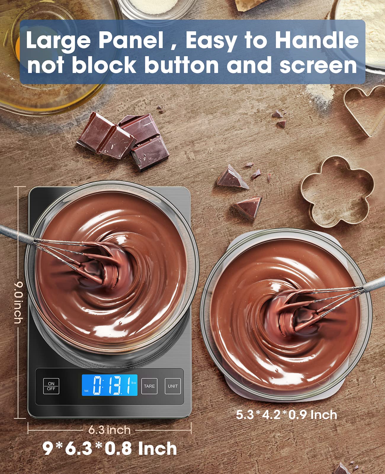 Nicewell food scale digital display clearly shows units for flexible kitchen measurements.