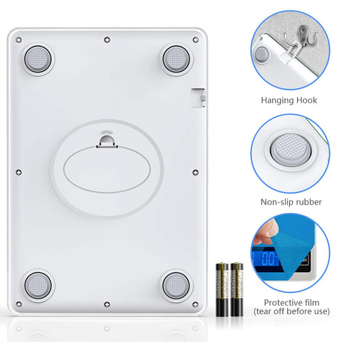 Nicewell food scale compact size with storage hook offers easy cabinet organization.