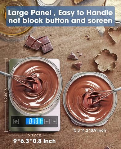 Nicewell food scale tempered glass top highlights durable, easy-to-clean surface for everyday kitchen use.