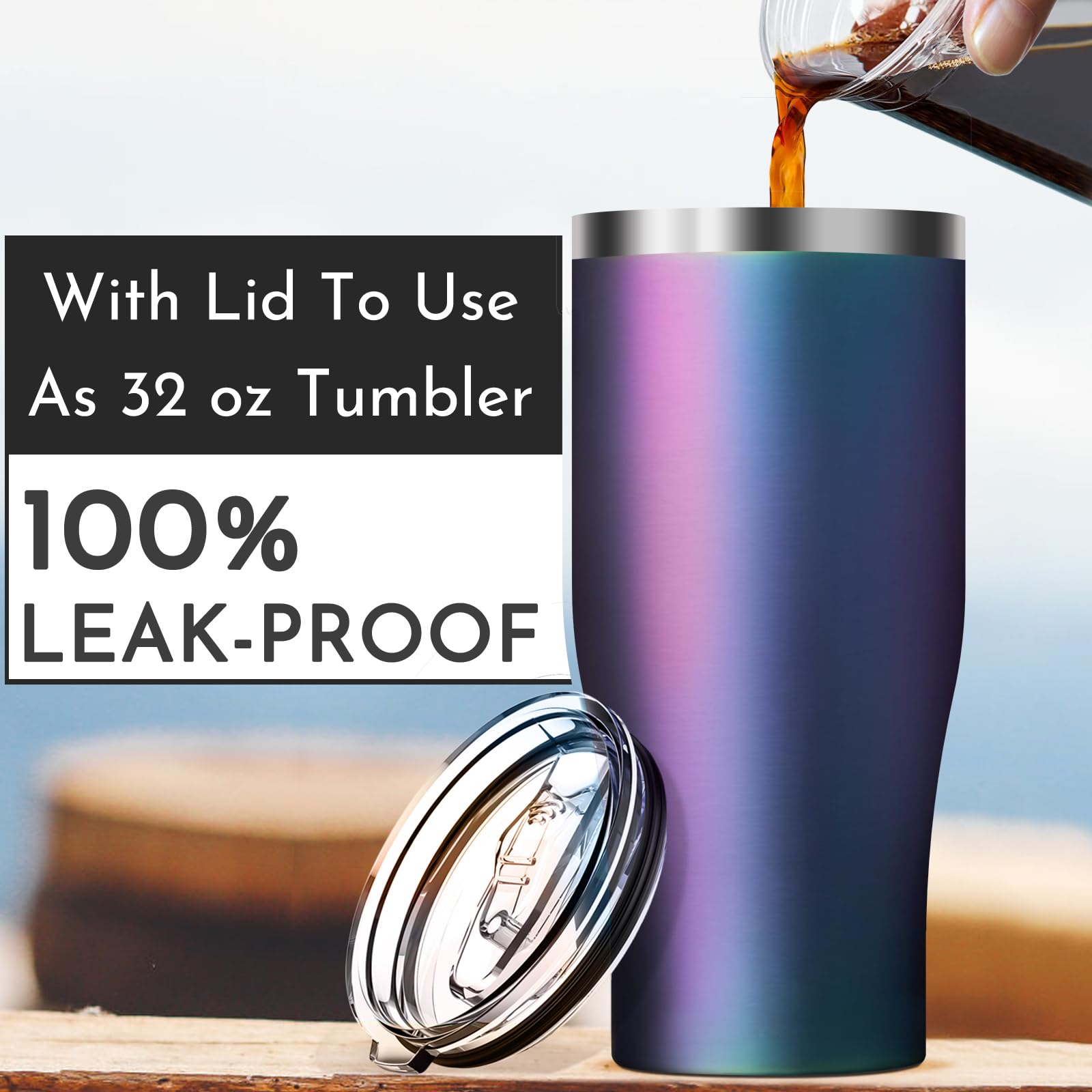 Niceyos sweat-proof stainless-steel sleeve prevents condensation and mess.