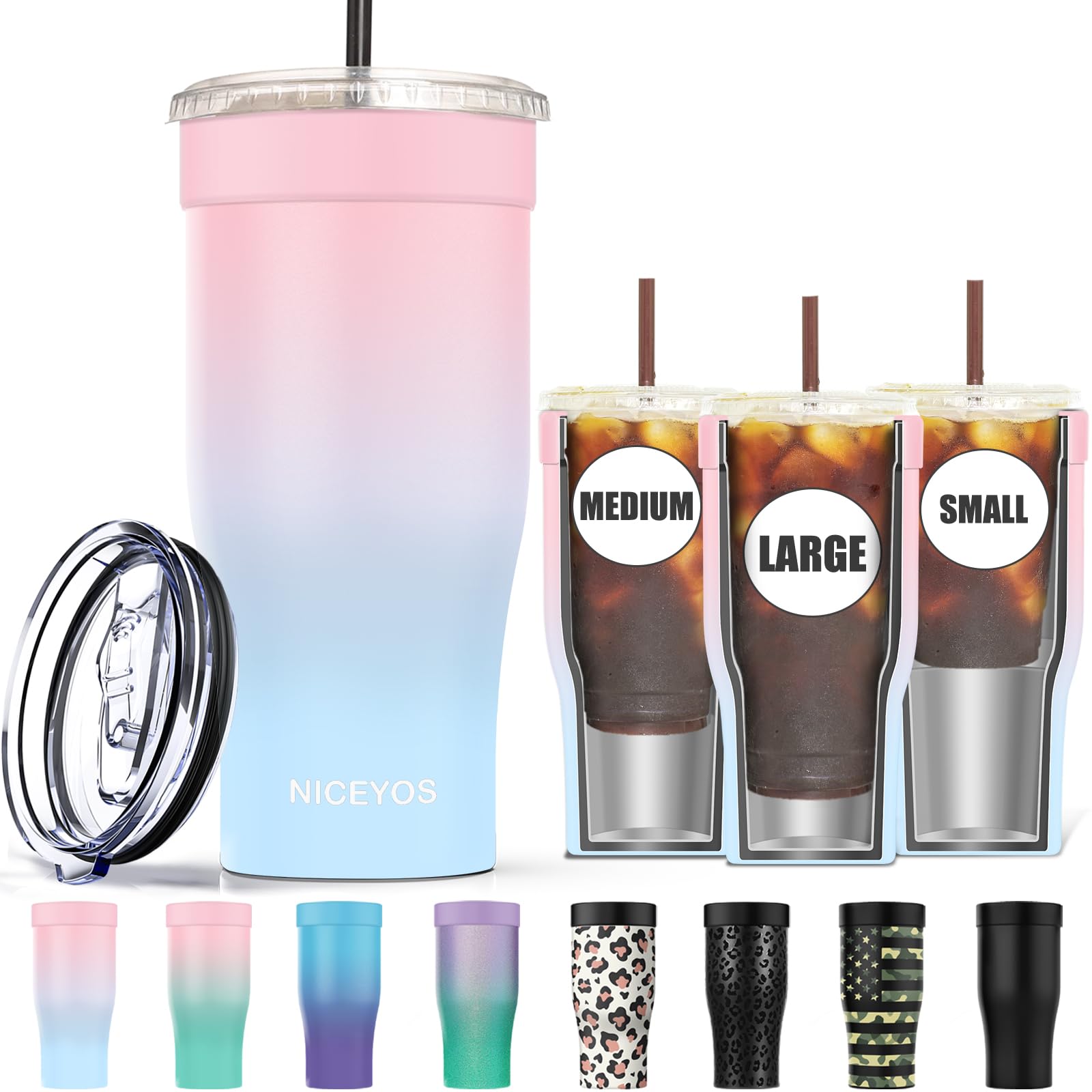 Niceyos universal iced coffee sleeve 3in1 fits 16-32 oz cups from Starbucks, Dunkin, McDonalds