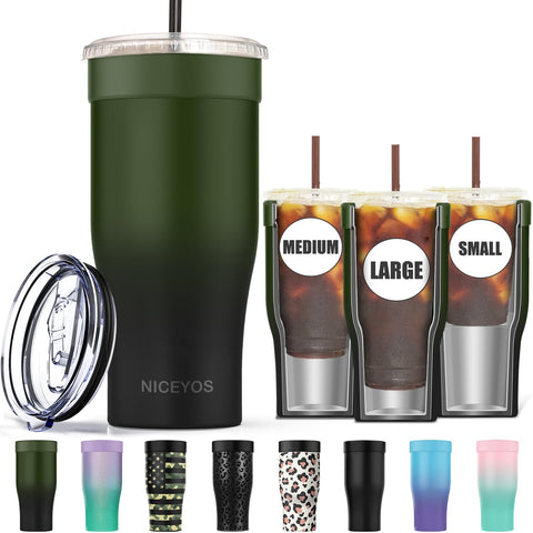 Niceyos universal iced coffee sleeve close-up showing sleek stainless steel and grip for cold beverages