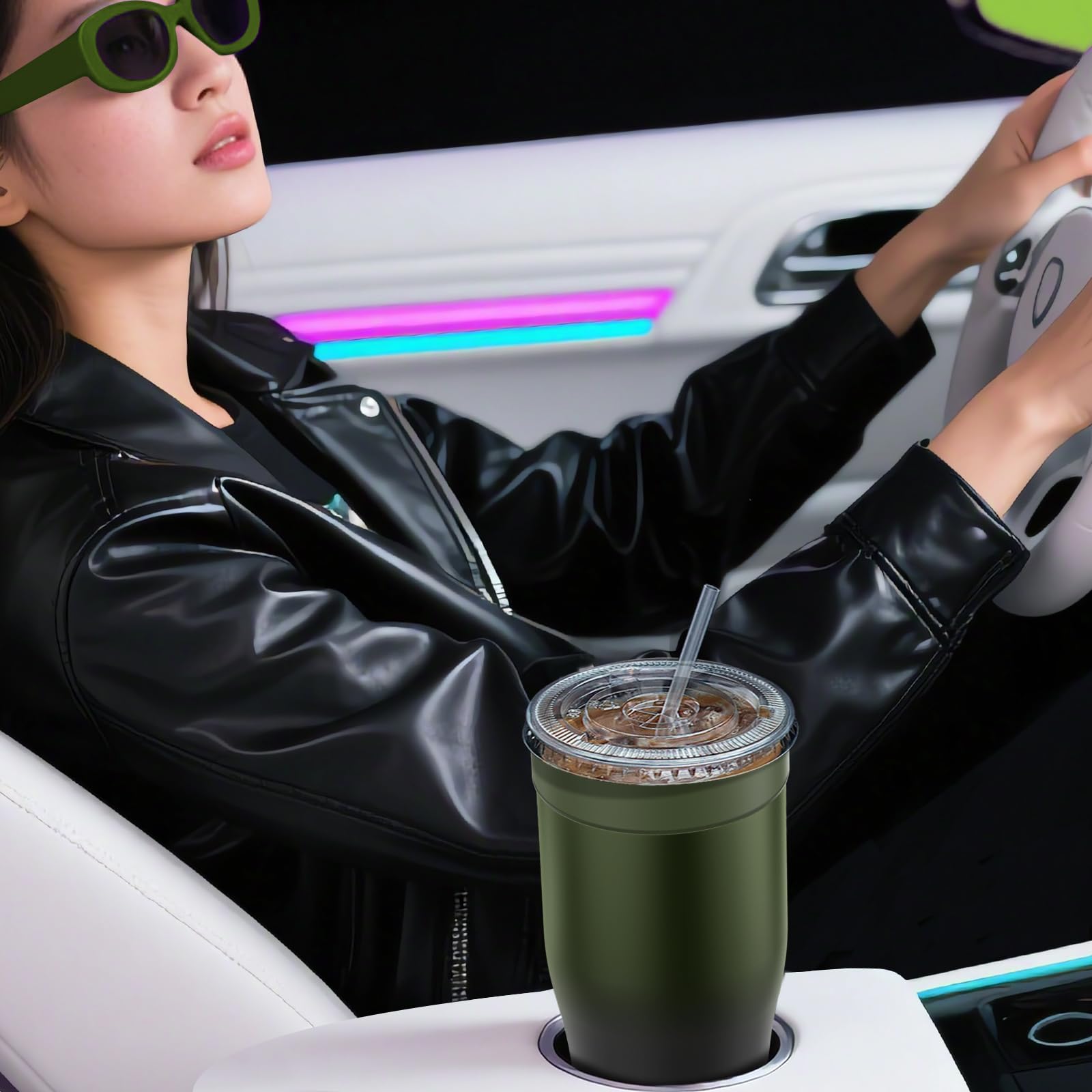 Niceyos sleeve fits small to large cups, 16-32 oz, with silicone ring option