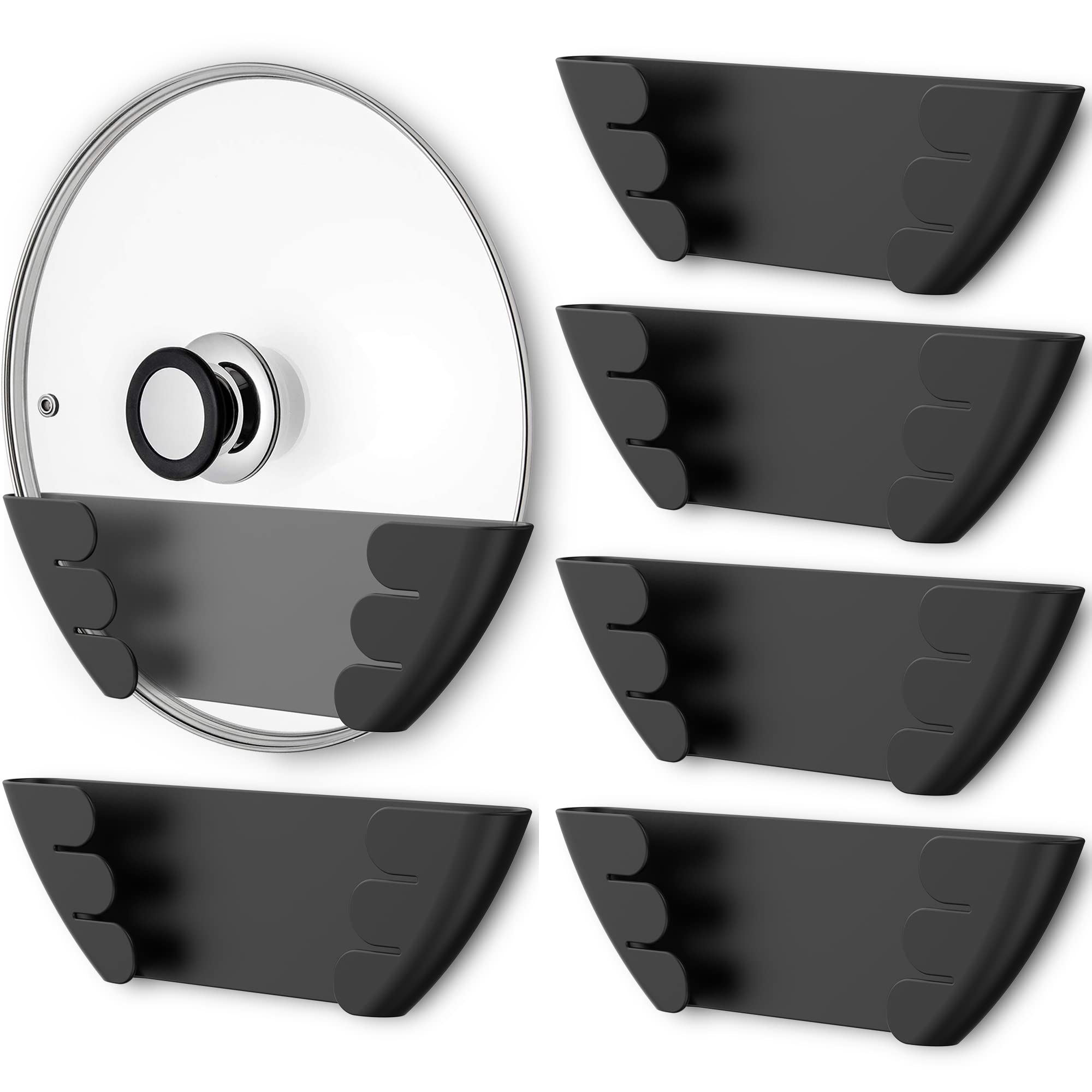 Niceyos universal lid organizer on door keeps lids organized and easy to grab.